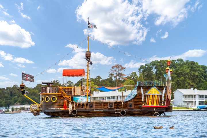 a large ship in the water