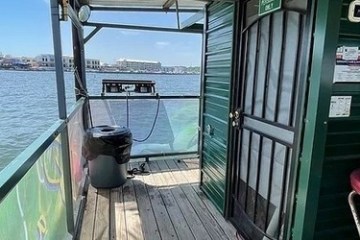 a boat that is sitting on a chair