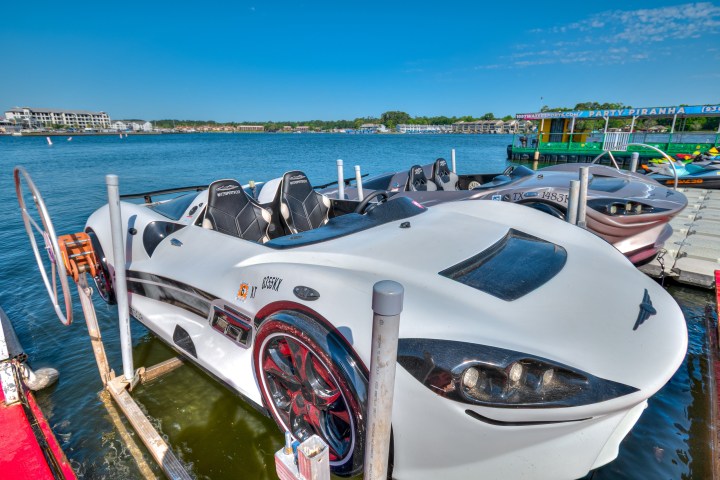 a boat parked next to a body of water