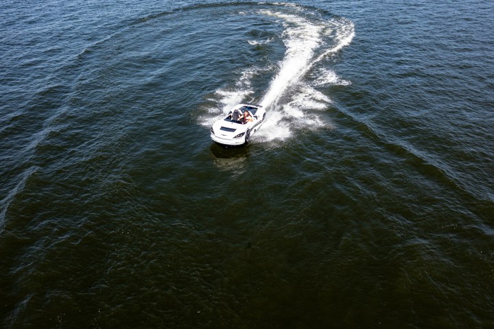 a small boat in a body of water